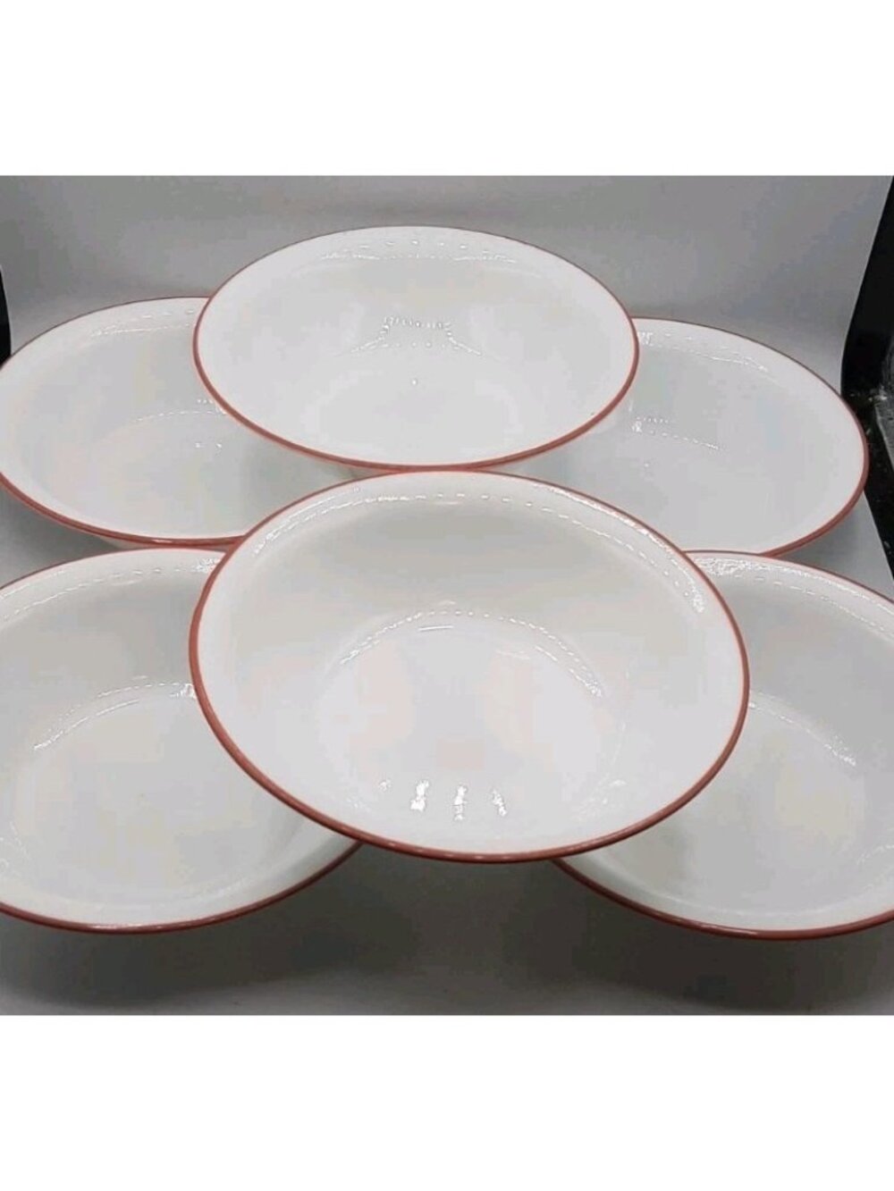 Vintage Corelle Sand Art Soup Pasta Salad Bowls 7 In Pink Salmon Edge Set of 6